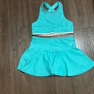 Turquoise Cheer Outfit with Rhinestones